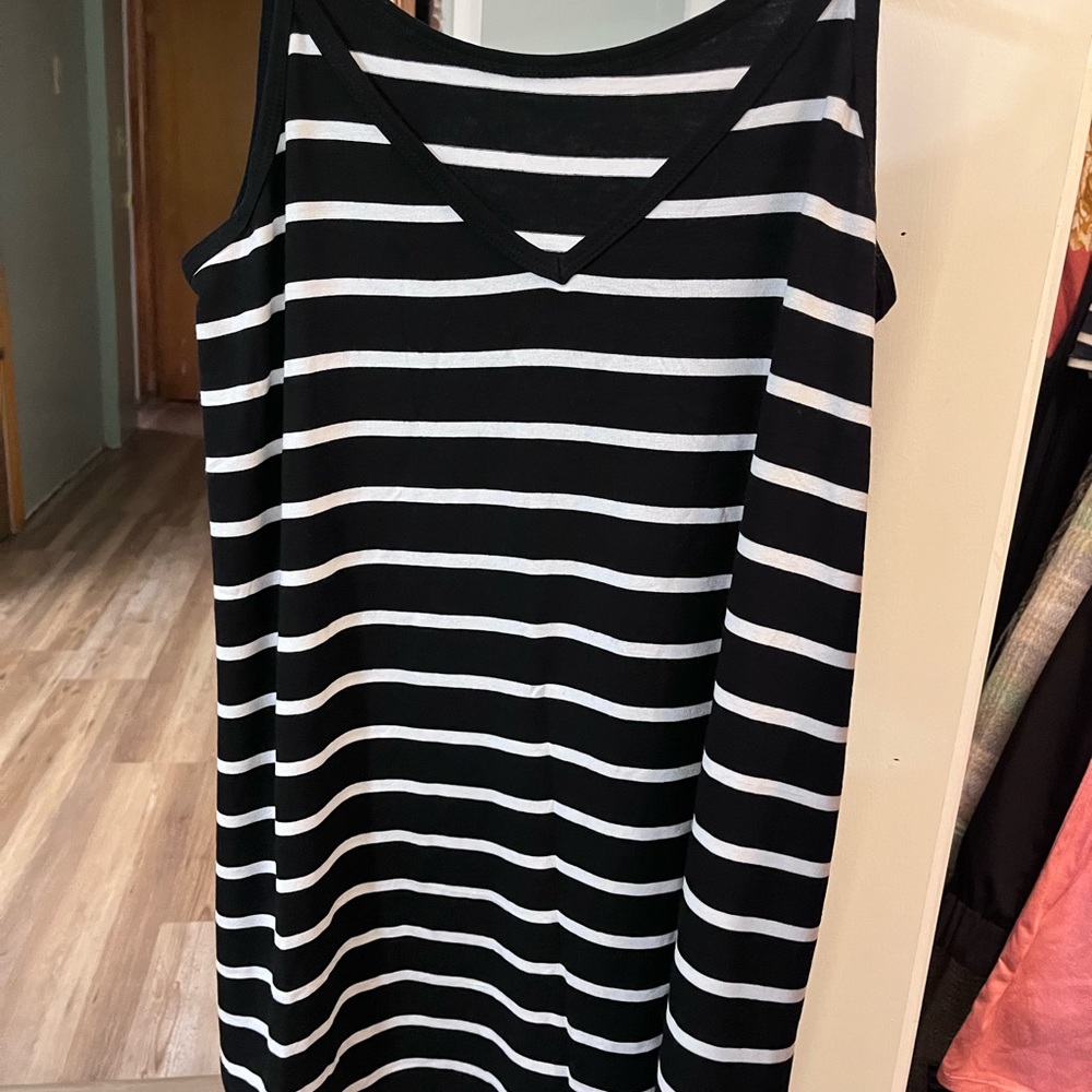 Black and White Striped Women's Top